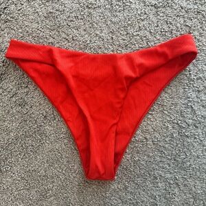 Vibrant Red Ribbed Bikini Bottom